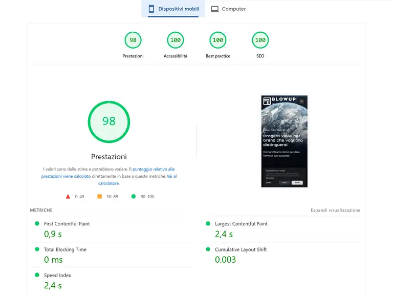 Page speed mobile.